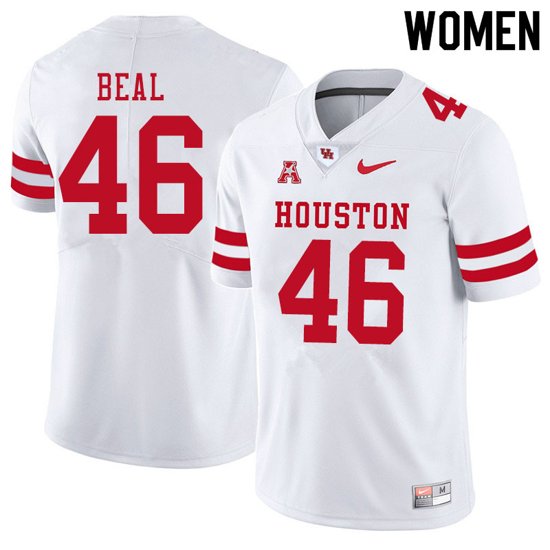 Women #46 Davis Beal Houston Cougars College Football Jerseys Sale-White - Click Image to Close
